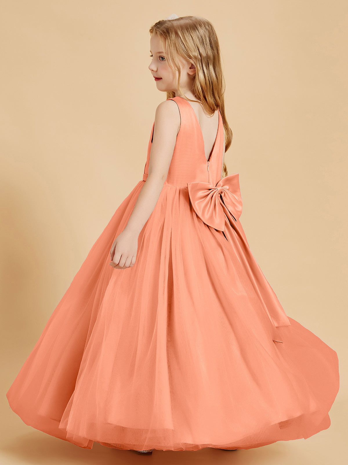 Tulle Junior Bridesmaid Dresses Satin Top Papaya